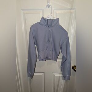 SKIMS COTTON FLEECE CROPPED HALF ZIP PULLOVER